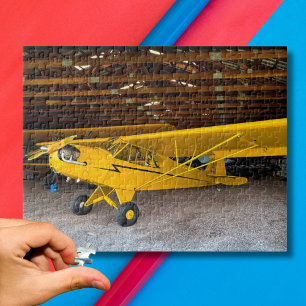 Puzzle Piper Cub J3 Yellow Airplane Photo Family