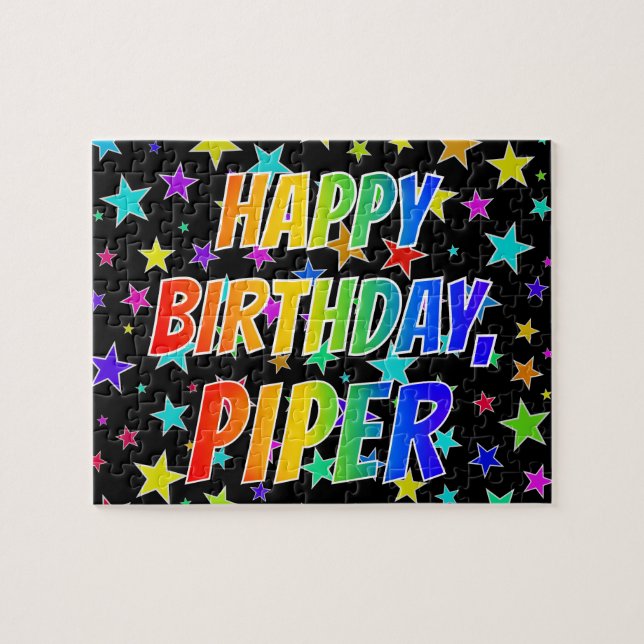 Puzzle "PIPER" Nombre, Diversión "FELIZ CUMPLEAÑOS" (Horizontal)