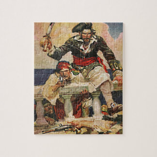 Puzzle Pirata Buccaneer de barba negra y Ilustracion mate
