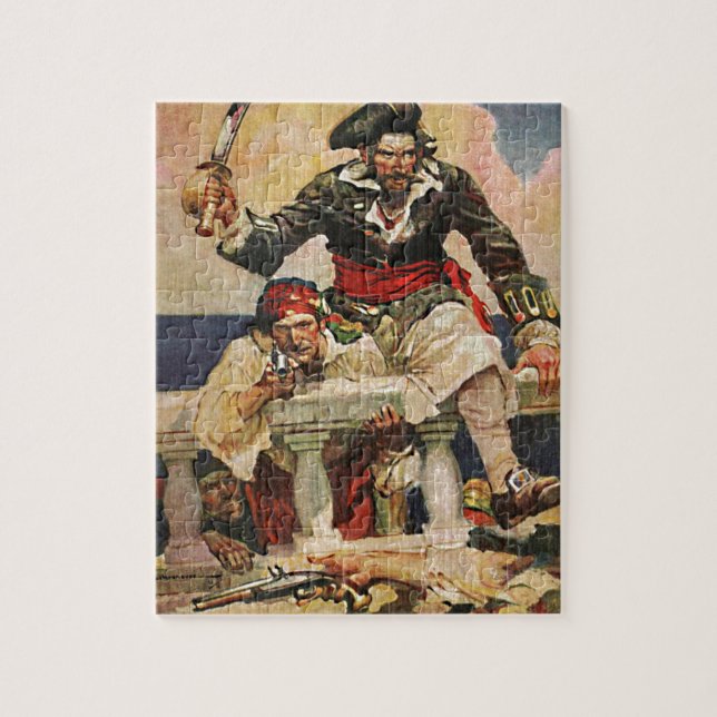 Puzzle Pirata Buccaneer de barba negra y Ilustracion mate (Vertical)