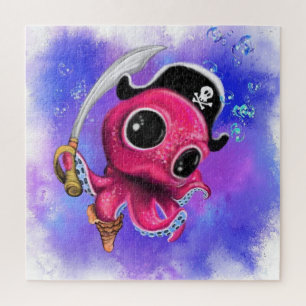 Puzzle Pirata de pulpo rosado lindo - dibujo Personalizad