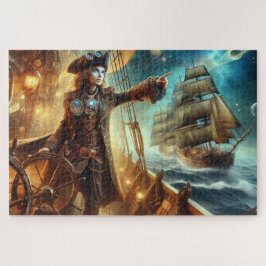 Puzzle Pirata espacial Steampunk Vintage en el Océano Vic
