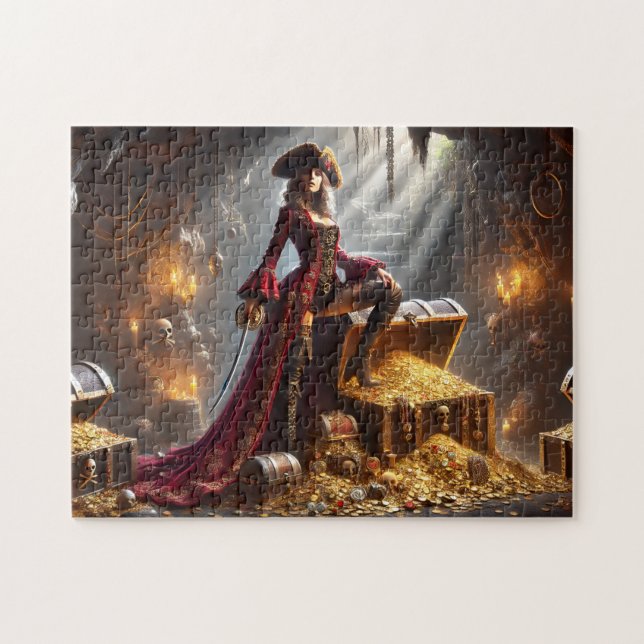 Puzzle Pirate Admiral Anne Nautical Treasure Cave Scene (Horizontal)