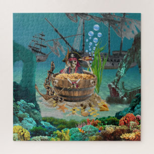 PUZZLE PIRATE SKELETON EN UN BARREL