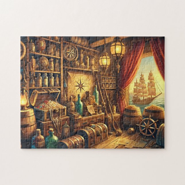 Puzzle Pirate Treasure Room Nautical Gold & Maps (Horizontal)
