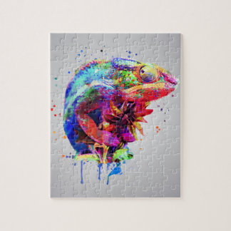 Puzzle Piscina Chameleon Watercolor Jigsaw