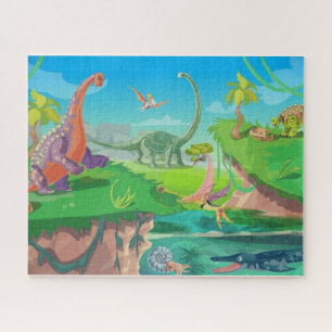 Puzzle Piso de dinosaurios, piso de árboles, piso de árbo