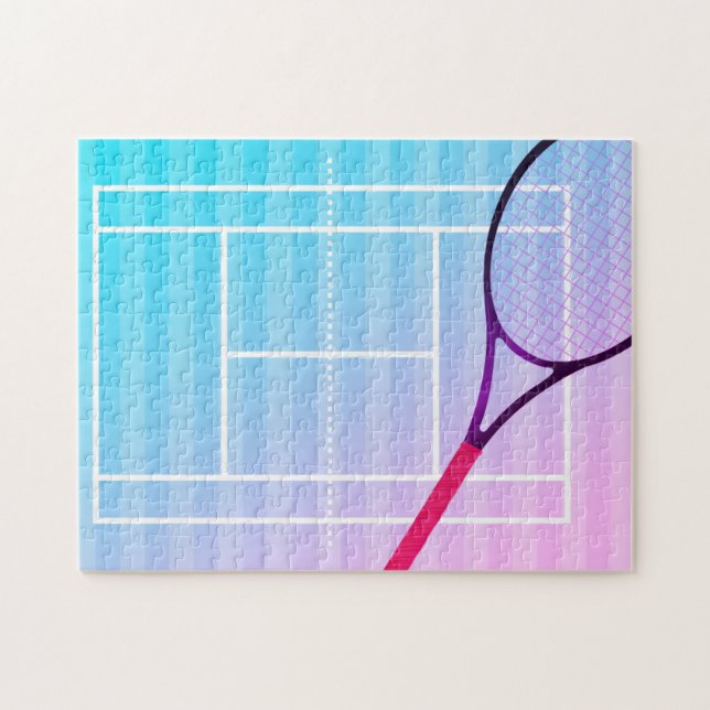 Puzzle Pista de tenis raqueta Chicas Deportes Pink Purple (Horizontal)