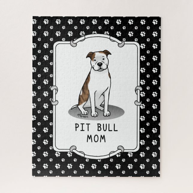 Puzzle Pit Bull Mom (lt romano le white 3) (Vertical)
