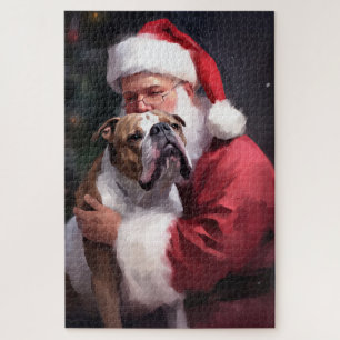 Puzzle Pitbull con Santa Claus Navideño Festivo