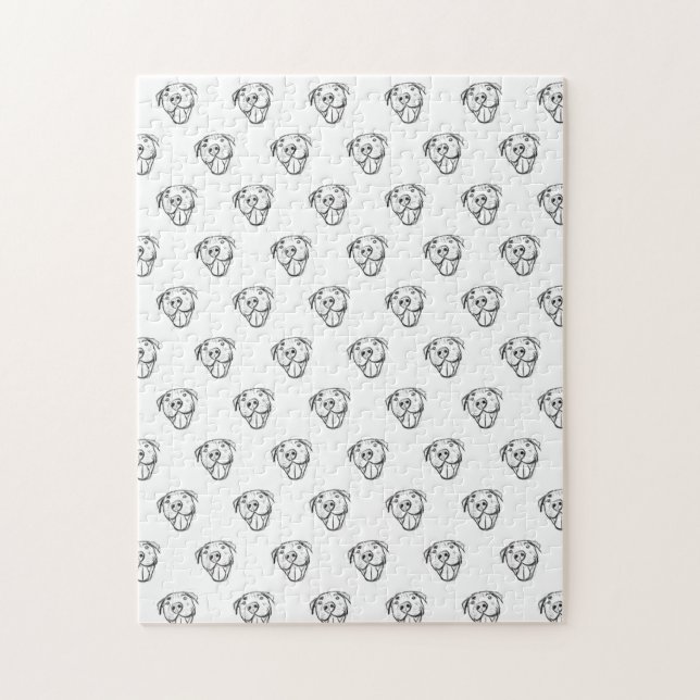 Puzzle pitbull dibujar simples amantes del perro blanco n (Vertical)