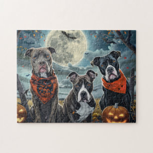 Puzzle Pitbull Halloween Spooky