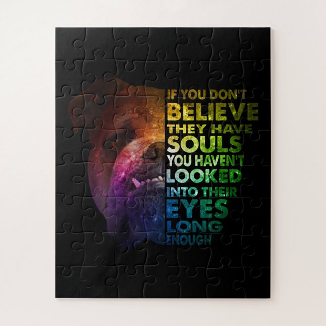 Puzzle Pitbull miró a sus ojos como perros lo suficientem (Vertical)