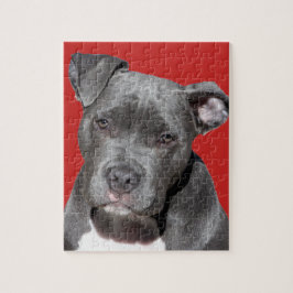 Puzzle Pitbull negro Editable