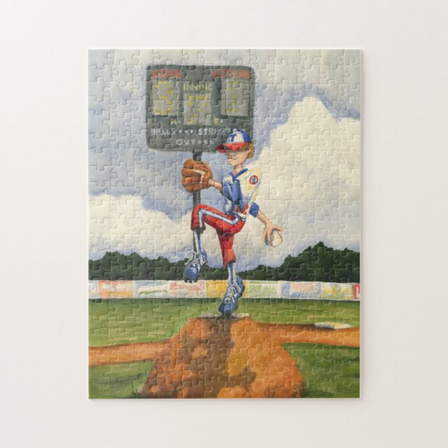 Puzzle Pitcher de béisbol en Mound por Jay Throckmorton (Vertical)