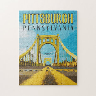 Puzzle Pittsburgh, PA Yellow Bridge Vintage Travel