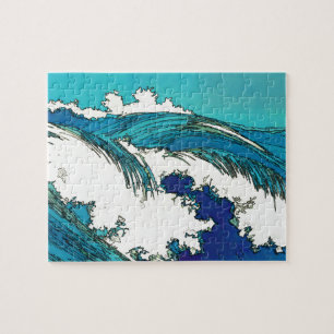 Puzzle PixDezines konen las olas oceánicas del uehara, 上原