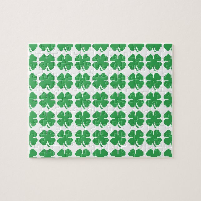 Puzzle Pixel Lucky Four Leaf Clover de 8 bits (Horizontal)