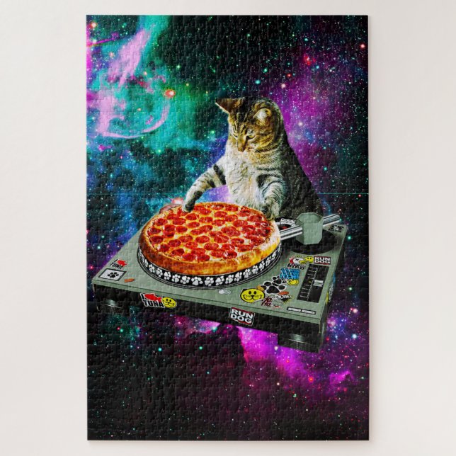 Puzzle Pizza del gato de DJ del espacio (Vertical)