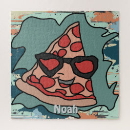 Puzzle Pizza minimalista con gafas de sol clásica