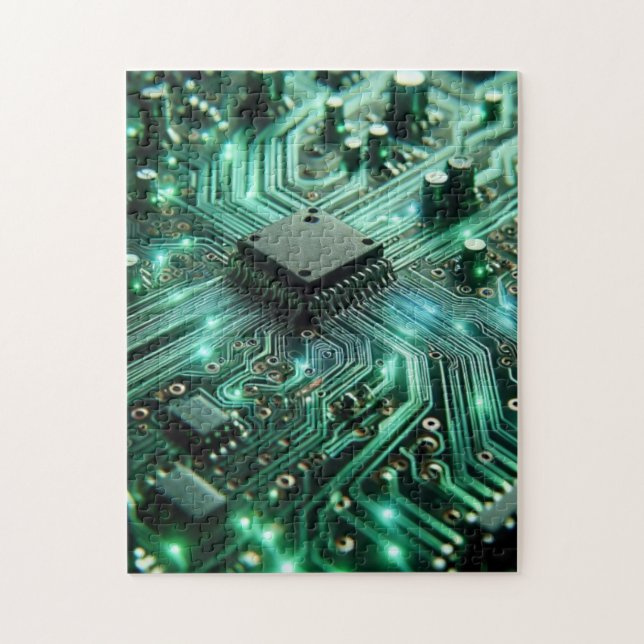 Puzzle Placa de circuito con energía verde (Vertical)