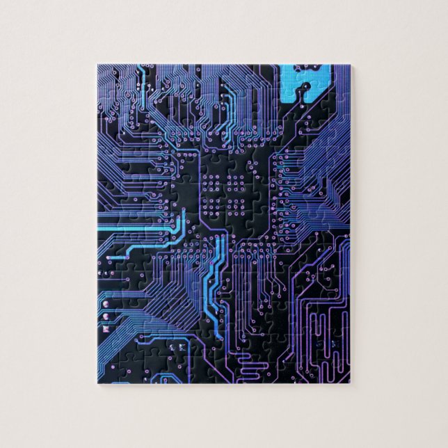 Puzzle Placa de circuito electrónico azul del nerd de sal (Vertical)