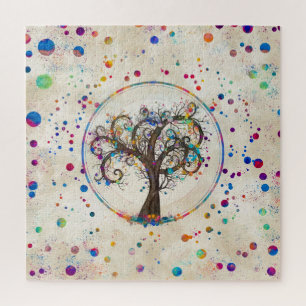 Puzzle Placa de pintura color de árbol espiral dorado #