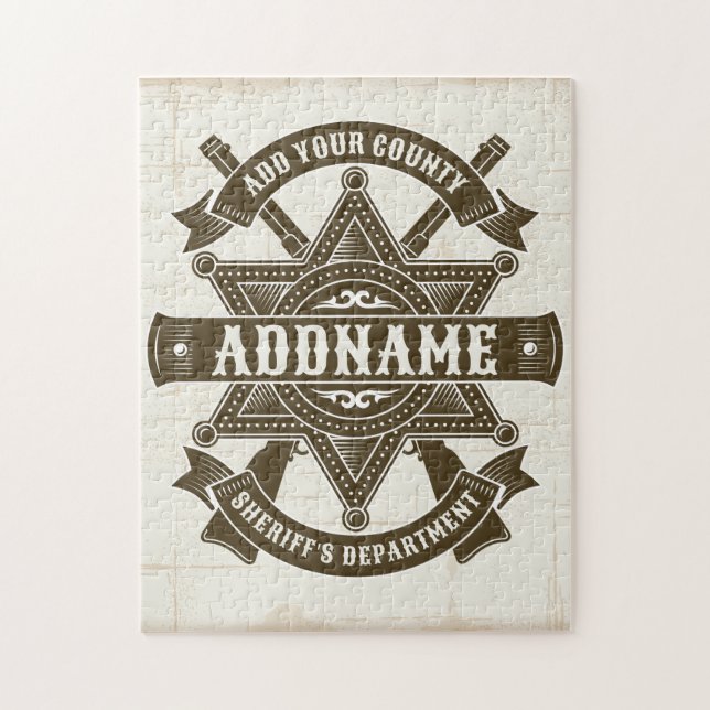 Puzzle Placa personalizada de rifles de alguacil adjunto  (Vertical)
