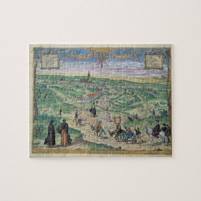 Puzzle Plan de ciudad de Sevilla, de 'Civitates Orbis (Horizontal)