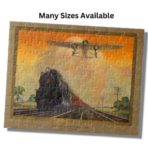 Puzzle Plane & Steam Train Engine Locomotive Railroad