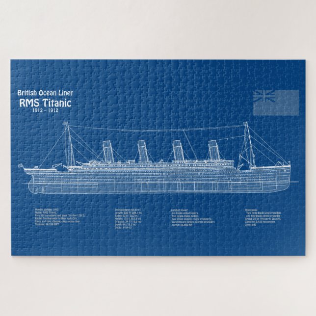 Puzzle Planes de plan del buque Titanic RMS ABD (Horizontal)