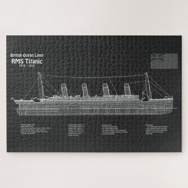 Puzzle Planes RMS Titanic Ship Blueprint PBD (Horizontal)