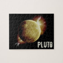 Planeta amarillo plutonio 3d ilustracion del espac