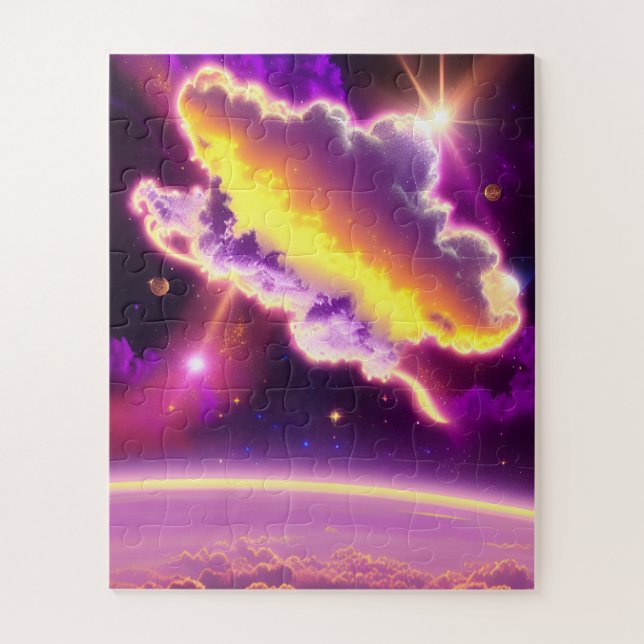 Puzzle Planeta Atmosférico Cosmic Yellow Purple Cloud Zap (Vertical)