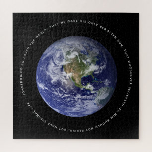 Puzzle Planeta Tierra en el Espacio - Juan Cristiano 3:16