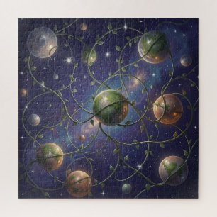 Puzzle Planetas Cósmicos Envuelos en Enredaderas