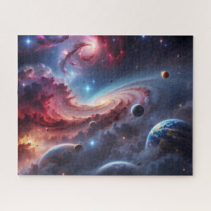 Puzzle Planetas de galaxias coloridas en el espacio exter