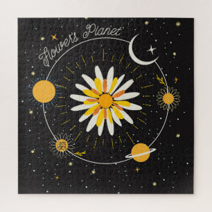 Puzzle Planetas Sun Moon: Arte Floral Gráfico