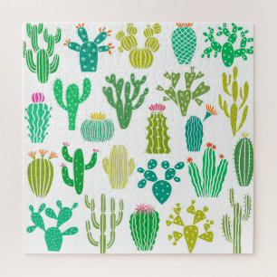 Puzzle Planta de cactus: conjunto floral vintage.