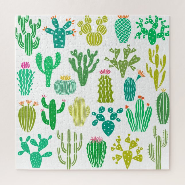 Puzzle Planta de cactus: conjunto floral vintage. (Vertical)