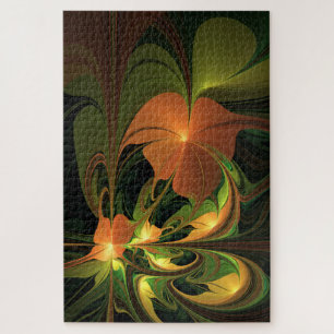 Puzzle Planta de fantasía Resumen Fractal Verde Rust Brow