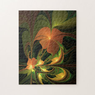 Puzzle Planta de fantasía Resumen Fractal Verde Rust Brow