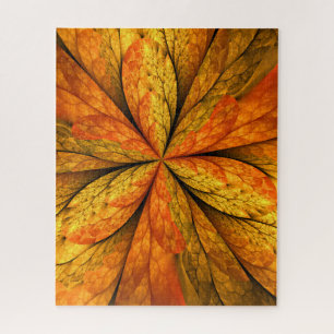 Puzzle Planta de otoño, hoja de arte fractal abstracta mo