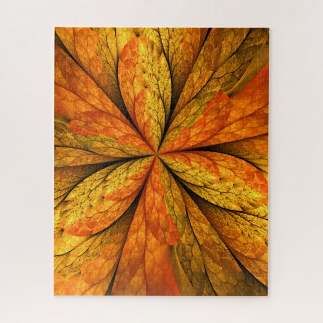 Puzzle Planta de otoño, hoja de arte fractal abstracta mo (Vertical)