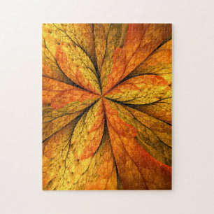 Puzzle Planta de otoño, hoja de arte fractal abstracta mo