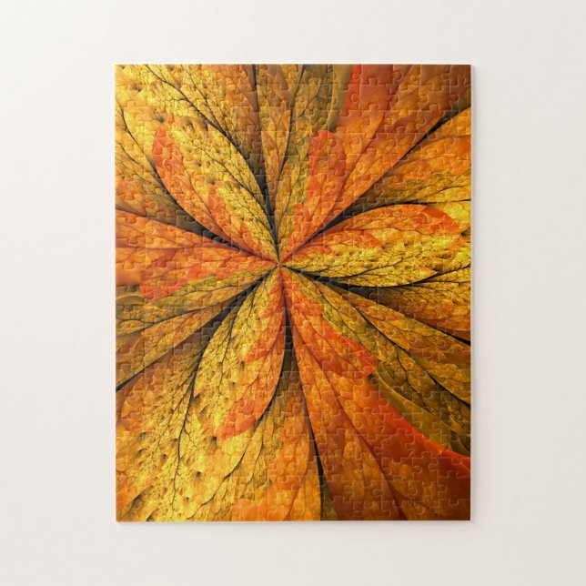 Puzzle Planta de otoño, hoja de arte fractal abstracta mo (Vertical)