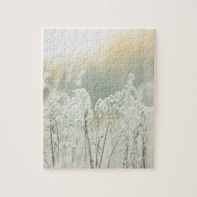 Puzzle Planta natural de flores de jardín blanco (Vertical)