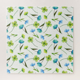 Puzzle Plantas acuarelas: Patrón floral sin foco.