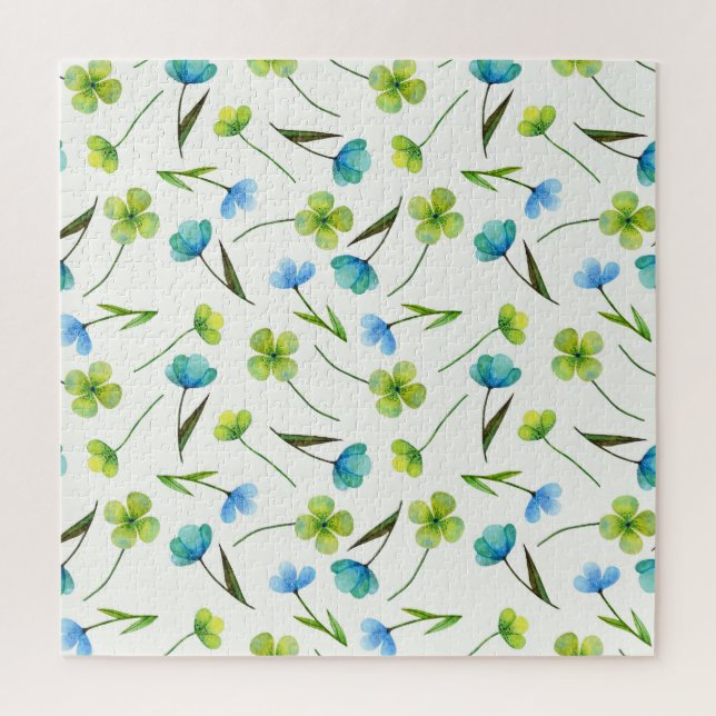 Puzzle Plantas acuarelas: Patrón floral sin foco. (Vertical)