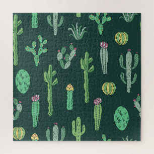 Puzzle Plantas Cactus: fondo vintage sin foco